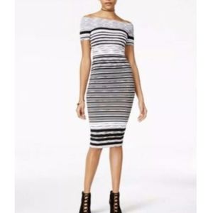 XOXO Women's Striped Fitted Bodycon Midi Dress NWT